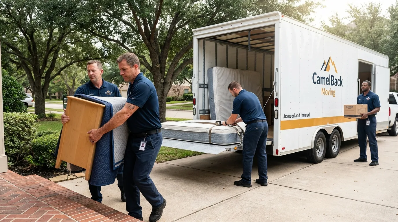 Crew loading residential truck for cross-state move from Hana, HI